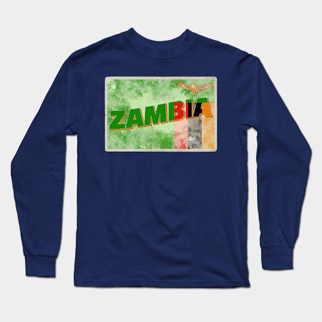 Zambia vintage style retro souvenir Long Sleeve T-Shirt by DesignerPropo